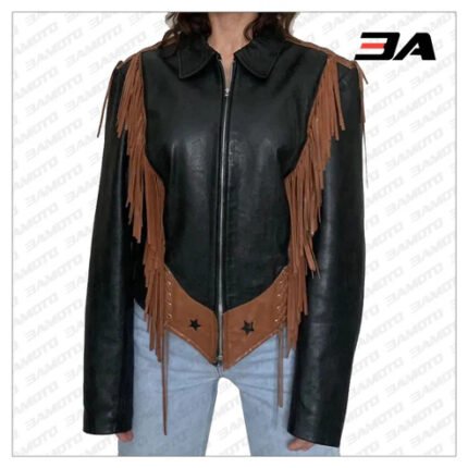 Star Western Fringe Leather Jacket