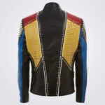 Mens Philipp Full Studded Multicolor Leather Jacket