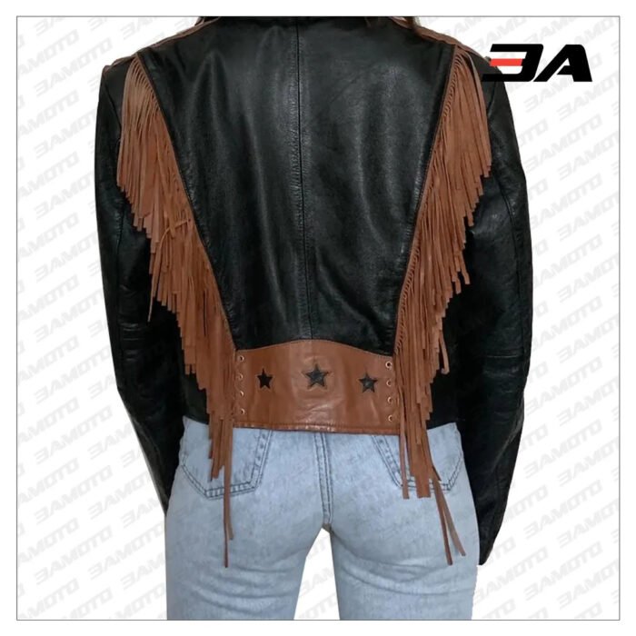 Star Western Fringe Leather Jacket