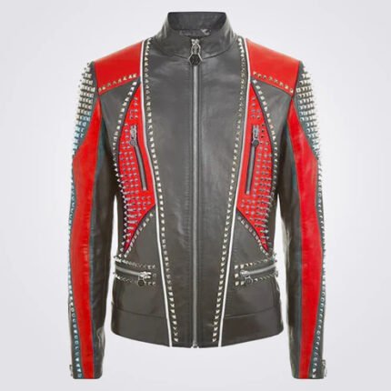 Men Designer Leather Jacket with Studs