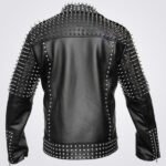 Men Spike Studded Punk Style Real Leather Jacket