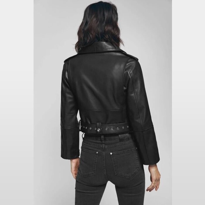 Women Stylish Moto Black Leather Jacket