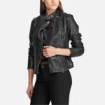 Women Black Biker Style Classic Leather Jacket