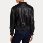 Women Black Bomber Faux Leather Jacket