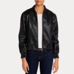 Women Black Bomber Faux Leather Jacket