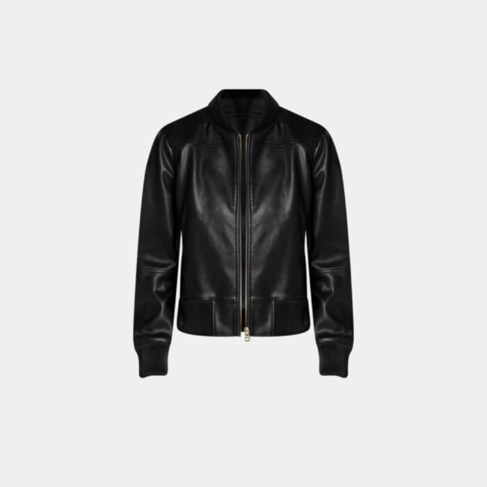 Women Black Bomber Faux Leather Jacket