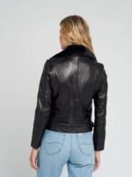 Women B3 Bomber Black Sheepskin Shearling Leather Jacket