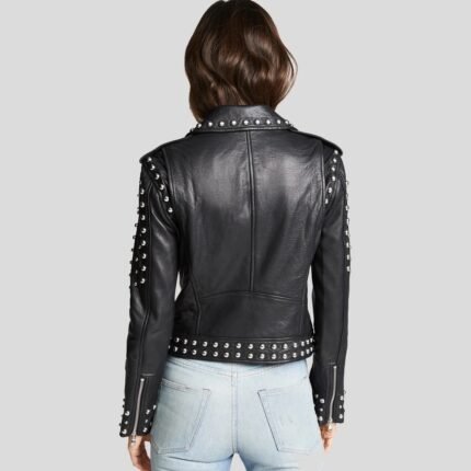 Womens Black Studded Leather Jacket