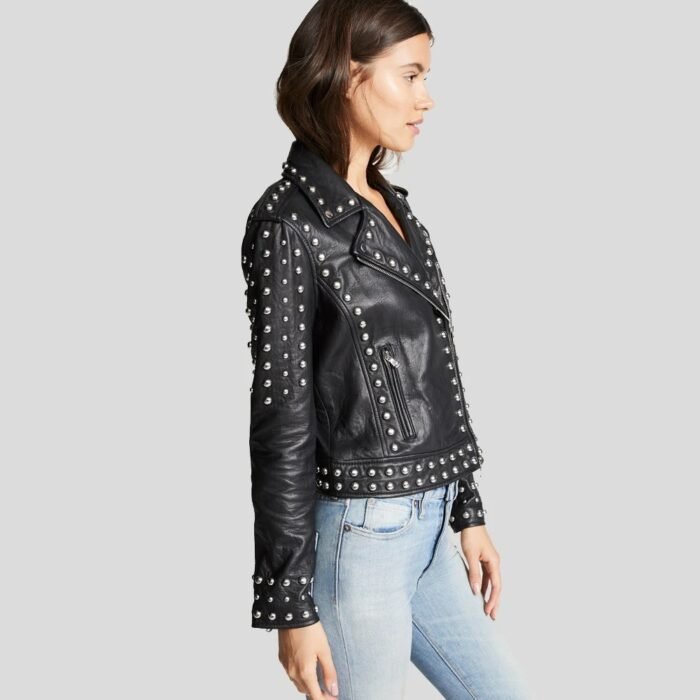 Womens Black Studded Leather Jacket