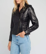 Ella Biker Asymmetrical Notch Collar Womens Leather Jacket