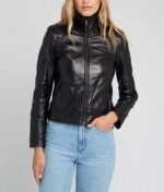 Kathleen Womens Black Leather Jacket