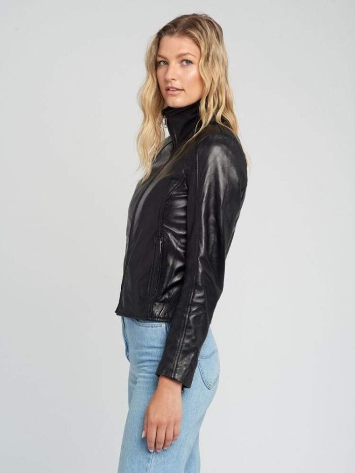 Kathleen Womens Black Leather Jacket