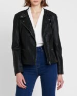 Onlco Real Lambskin Black Biker Leather Jacket