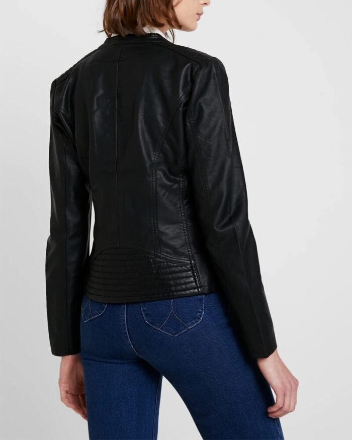 Onlco Real Lambskin Black Biker Leather Jacket