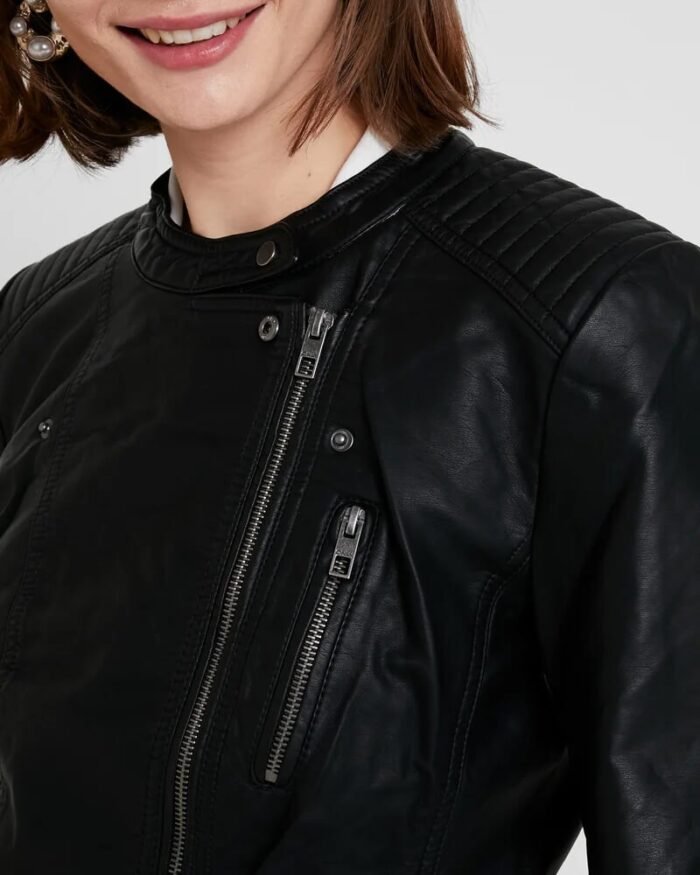 Onlco Real Lambskin Black Biker Leather Jacket