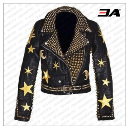 HANDMADE Men Steampunk Jacket Golden Studs Jacket