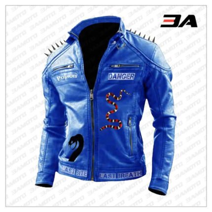 Venomous Danger Poison Snake Bite Last Breath Studded Biker Jacket