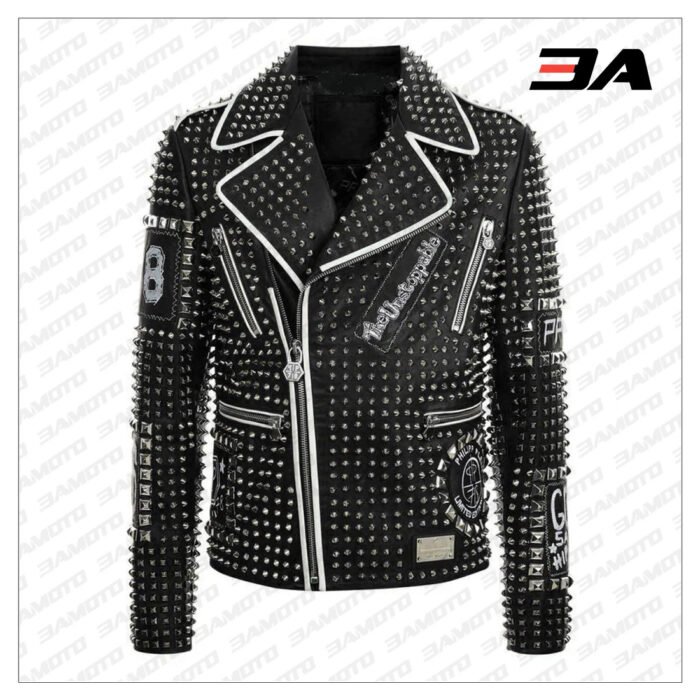 Handmade Mens Fashion Studded Punk Style Leather Jacket