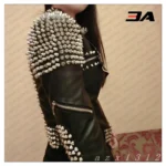 New Handmade Women's Black Fashion Studded Punk Style Leather Jacket