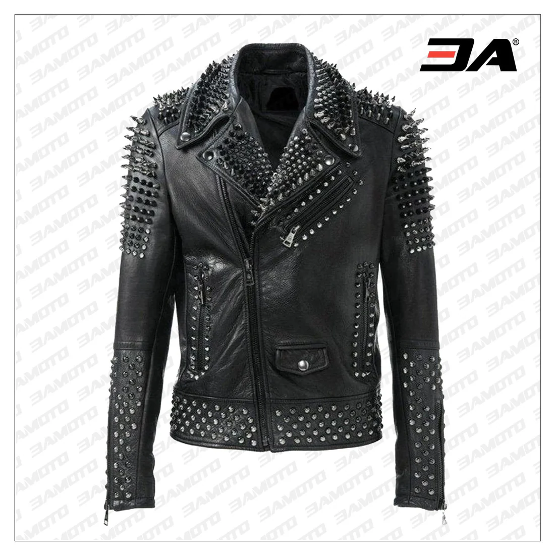 Men Make to Order Rock Punk Studded Jacket Moto Biker Jacket