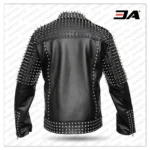 Men Real Black Leather Jacket Spike Studded Rock Star Punk Style Cropped Leather Jacket