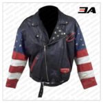 Vintage 80s USA Flag Brando Stars Studded Bomber Leather Jacket