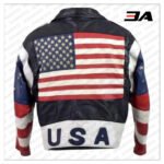 Vintage 80s USA Flag Brando Stars Studded Bomber Leather Jacket