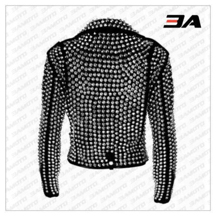 Handmade Women Black Fashion Studded Punk Style Leather Jacket