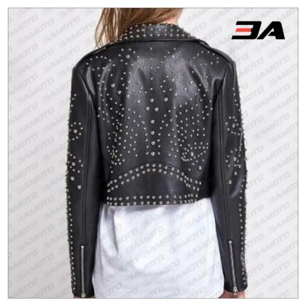 New Handmade Women's Black Fashion Studded Punk Style Leather Jacket