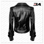 Exquisite CraftsmansHandmade Women Black Punk Silver Spiked Studded Leather Biker Jacket