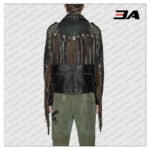 Studded Leather Biker Jacket with Fringe