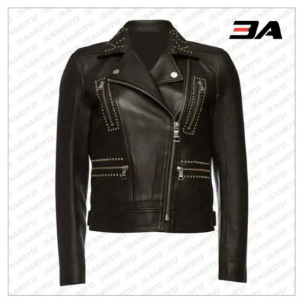 Embellished Leather Studded & Biker Jacket