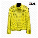 Studded Punk Leather Yellow Vintage Jacket