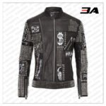 Handmade Mens Black Fashion Studded Punk Style Leather Jacket