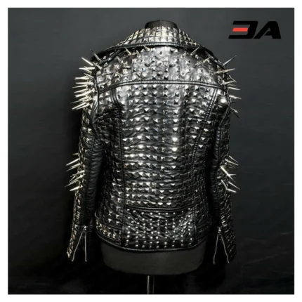 New Handmade Women's Black Fashion Studded Punk Style Leather Jacket