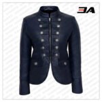 Blue Victory Military Parade Style Real Leather Jacket