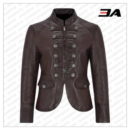 Brown Victory Military Parade Style Real Leather Jacket